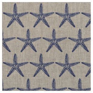 Vintage Blue Starfish Monogram Coastal Linen Tyg
