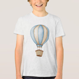 Vintage Blue Stripes Hot Air Balloon Nursery Baby T Shirt