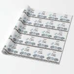 Vintage Blue Tävla Car Two Fast Boy, andra födelse Presentpapper<br><div class="desc">Den här pappra inslagningen i öga blandar vintage med lekfullt stollig,  med en vackert illustrerad reflexbil i tävling i en serenskugga av dammigt blått,  accentuerad med matchande ballonger.</div>