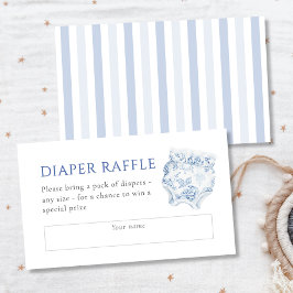 Vintage Blue Toile Boy Shower Raffle Tilläggskort