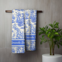 Vintage blue toile de jouy print