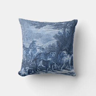 Vintage Blue Toile Whippets and other Hundar Kudde