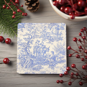 Vintage blue träd toile de jouy print stenunderlägg