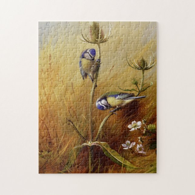Vintage Blue Vild Bird Art Pussel (Vertikal)