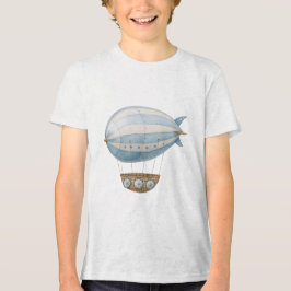 Vintage Blue Watercolor Airship Dirigible Nursery T Shirt