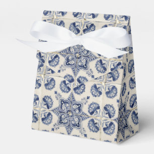 Vintage Blue White Geometric Flower Mönster Presentaskar