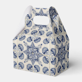 Vintage Blue White Geometric Flower Mönster Presentaskar