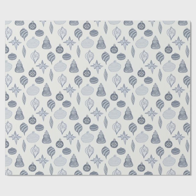 Vintage Blue + White Ornament Presentpapper (Platt)