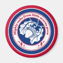 Vintage Blue White Proverb Oak Acorn Bläck Art