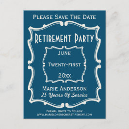 Vintage Blue White Save Date Pension Party Meddelande Vykort