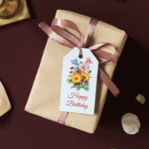 Vintage Blue WildblomBouquet Grattis på födelsedag