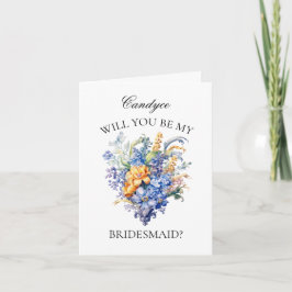 Vintage Blue Wildblomma Bridesmaid Frieri Inbjudan