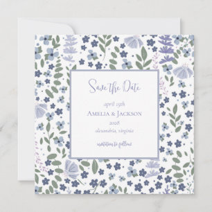 Vintage Blue Wildblomma Spara datum