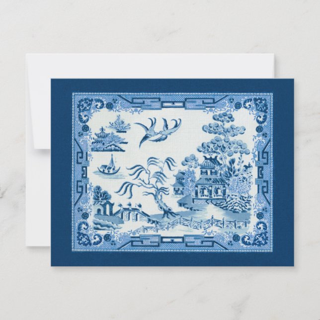 Vintage Blue Willow-inbjudan Inbjudningar (Framsida)