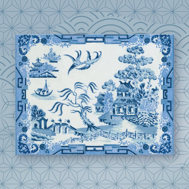 Vintage Blue Willow vykort (Skapare uppladdad)