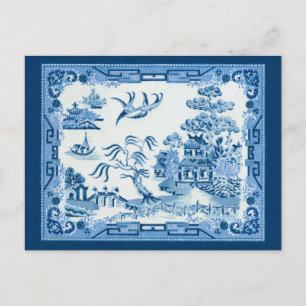 Vintage Blue Willow Vykort