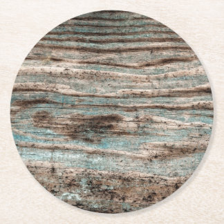 Vintage Blue Wood Underlägg Papper Rund