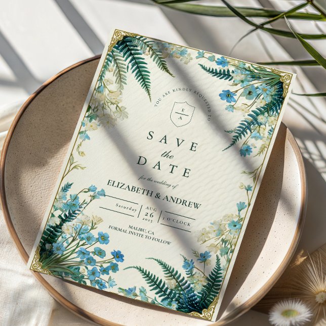 Vintage Bluebell Botanical Wedding Spara Datumet (Skapare uppladdad)