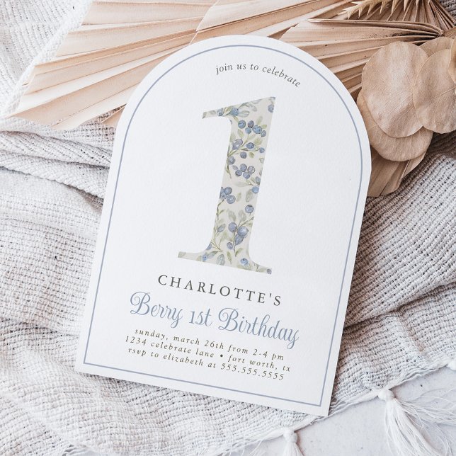 Vintage Blueberry Berry First Birthday Arch Inbjudningar (Skapare uppladdad)