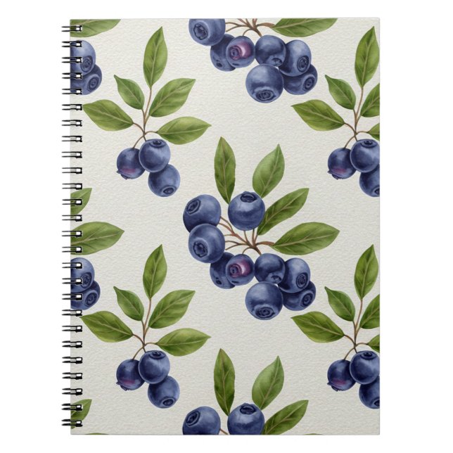 Vintage Blueberry Botanical Seamless Anteckningsbok (Framsidan)