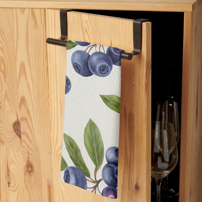 Vintage Blueberry Botanical Seamless Kökshandduk (Thirds Fold)