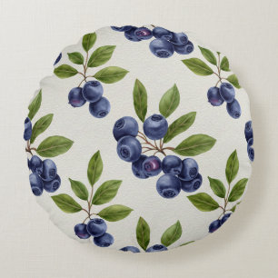 Vintage Blueberry Botanical Seamless Rund Kudde