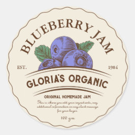 Vintage Blueberry Fruit Sylt Food Product Label Runt Klistermärke