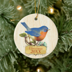 Vintage Bluebird i julfamiljen Julgransprydnad Keramik
