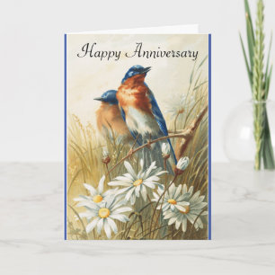 Vintage Bluebirds-årsjubileum - hälsningskort Kort