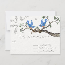 Vintage Bluebirds Bröllop OSA Kort