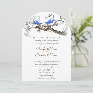 Vintage Bluebirds-inbjudningar till bröllopsbröllo Inbjudningar
