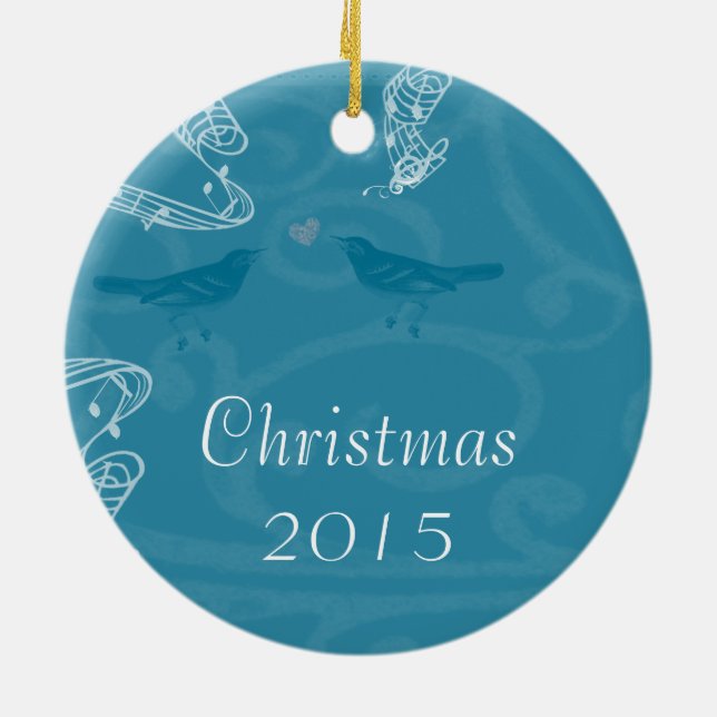 Vintage Bluebirds jul Par Photo Ornament (Baksidan)