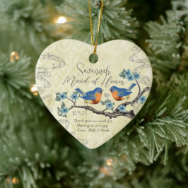 Vintage Bluebirds Maid of honor Ornaments Julgransprydnad Keramik