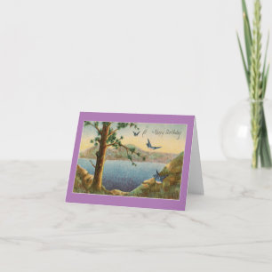 Vintage Bluebirds Mamma födelsedagskort Kort