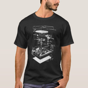 Vintage Blueprint Phonograph Vinyl Player Retro Ch T Shirt