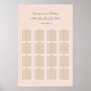 Vintage Blush Antik Bröllopsstolsplacering Poster