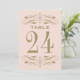 Vintage Blush Antik Flourish Bordnummerkort Inbjudningar