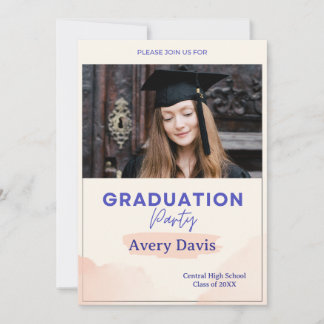 Vintage Blush Blue Watercolor Botanical Floral Inbjudningar