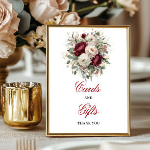Vintage Blush Burgundy Kort och Present Skylt