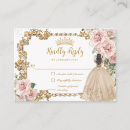 Vintage Blush Champagne Floral Quinceanera RSVP Tilläggskort