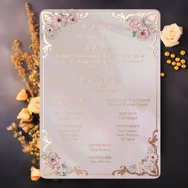 Vintage Blush Peony Bröllopsfolieprogramkort