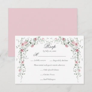 Vintage Blush Rosa Blommor Bröllopsmeny Val OSA Kort