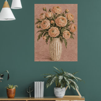 Vintage Blush Rosbukett Väggkonst | Romantisk