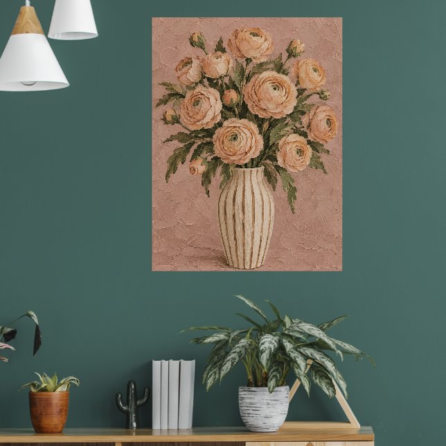 Vintage Blush Rosbukett Väggkonst | Romantisk  (Vardagsrum 1)
