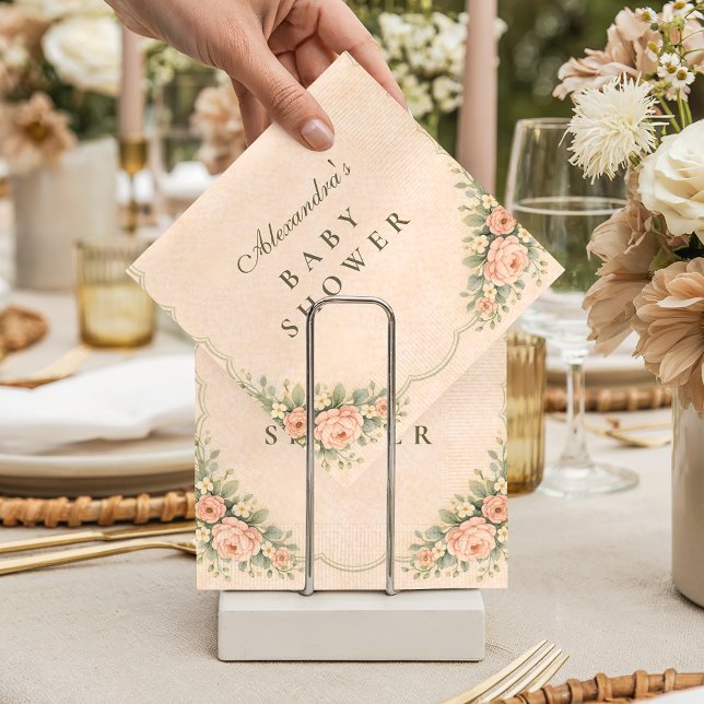 Vintage Blush Rose Garden Baby Shower Pappersservett (Skapare uppladdad)