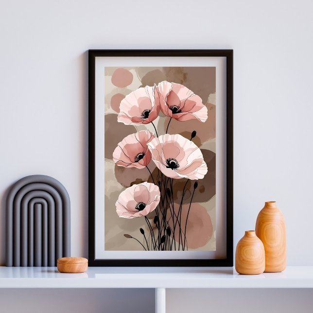Vintage Blush Vallmobouquet Fototryck (Skapare uppladdad)