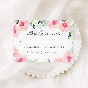 Vintage Blush Vattenfärg Blommig Bröllop OSA Kort
