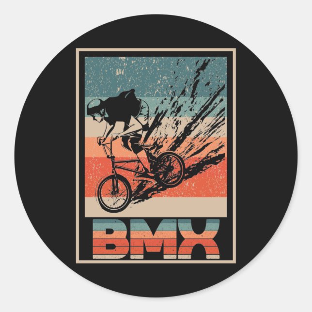 Vintage BMX Biking Boys Bicycle Motorcross Runt Klistermärke (Framsida)