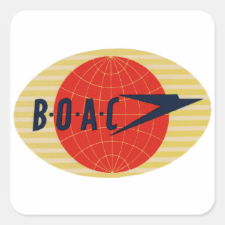 Vintage BOAC Airline Logotyp Fyrkantigt Klistermärke