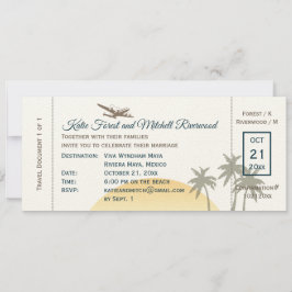 Vintage Boarding Pass Bröllop & OSA på engelska Inbjudningar